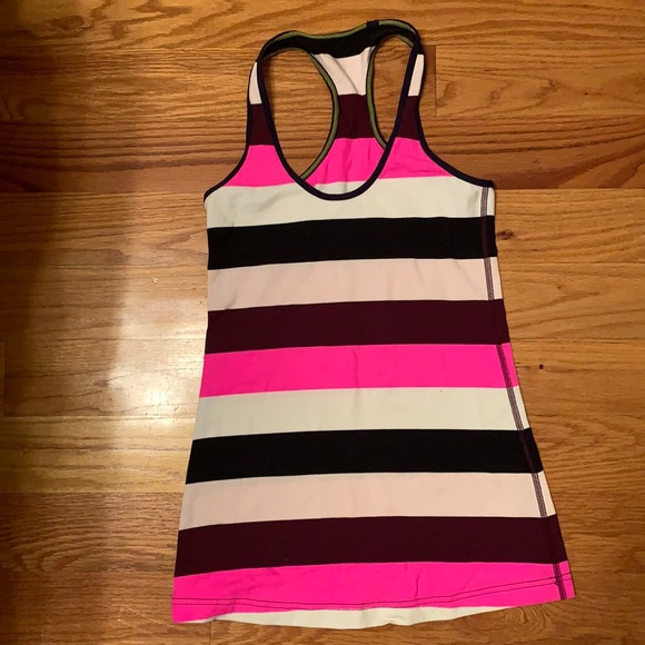 lululemon athletica Tops - Lululemon striped pink tank size 6 or small